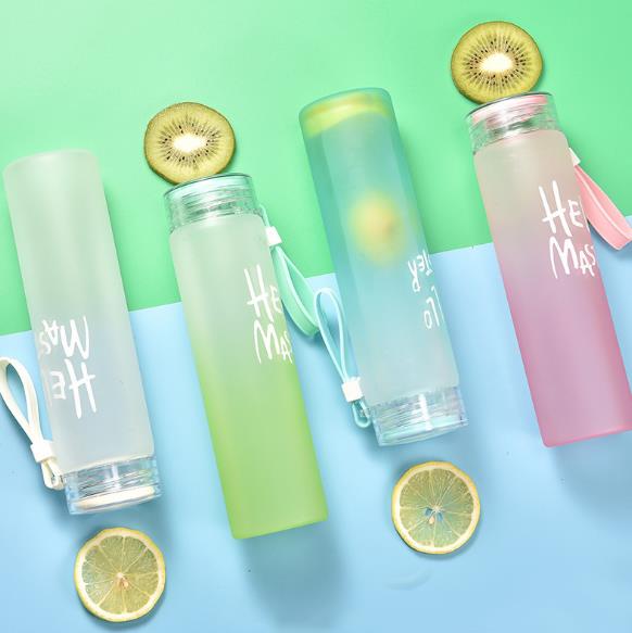 Colorful frosted gradient glass water bottle (2)