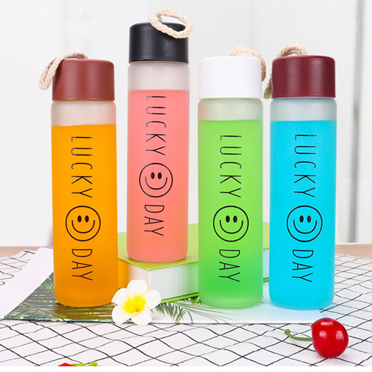 Custom promotion gift frosted glass water bottle (1)